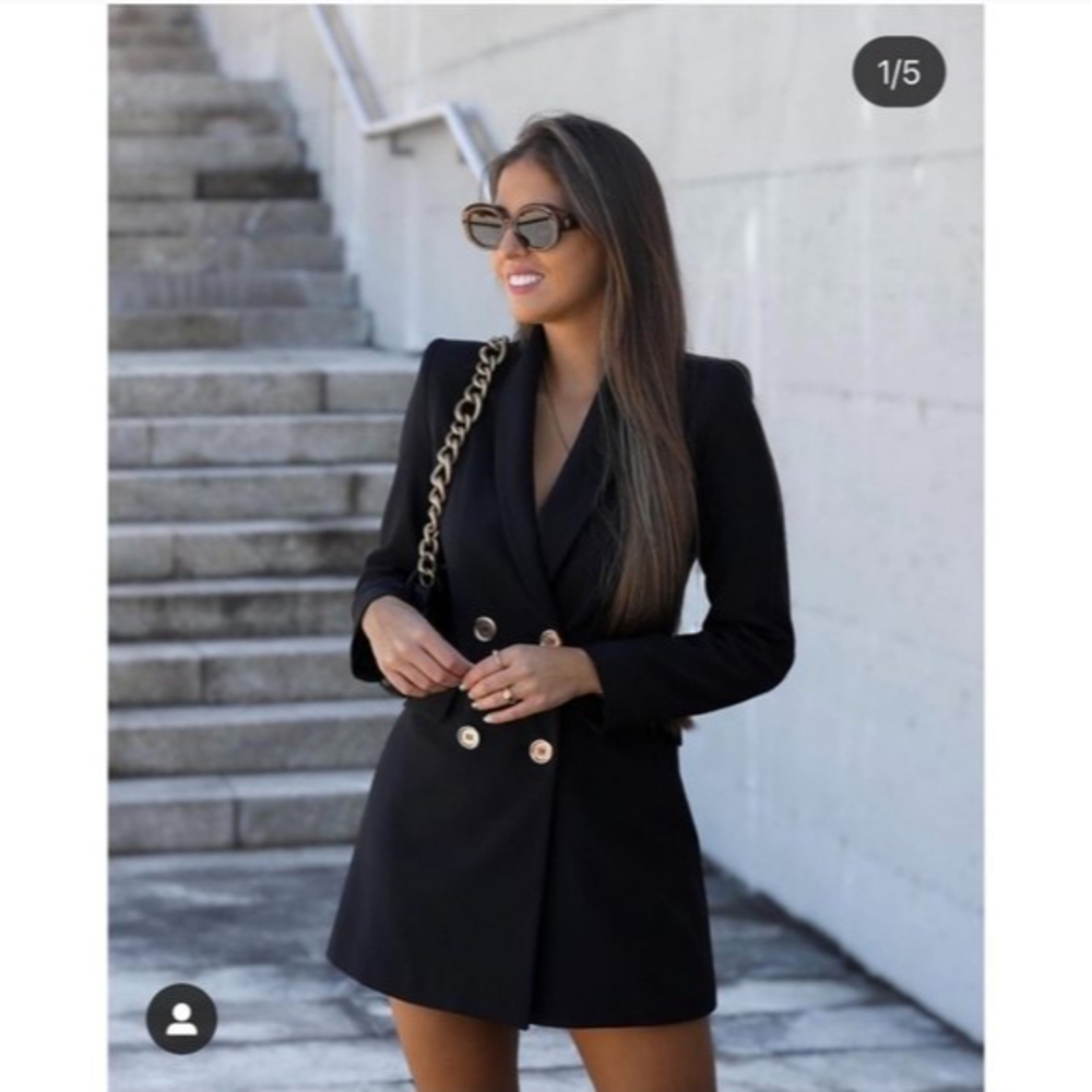 NWT * Zara Double Breasted Long Blazer Jacket - Picture 5 of 12
